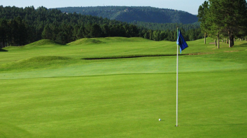 flag on golf course hole
